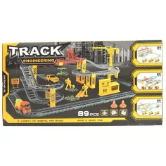 Set di pista Track Engineering con macchine edili e operai, set da 89 pezzi. immagine 2