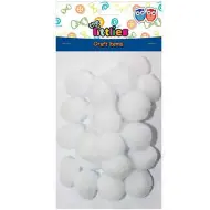 Set di pompon bianchi 25mm 25 pezzi