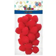 Set di pompon rossi 25mm 25 pezzi