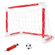 Set di porte da calcio rosse con palla e rete 41x62x30cm