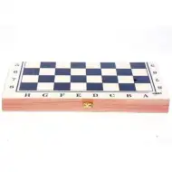 Set di scacchi in legno con scacchiera dipinta e pezzi in plastica, 24x24 cm