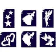 Set di stencil per mini tatuaggi glitter principessa da 6 pezzi