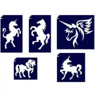 Set di stencil per tatuaggi glitterati a tema cavallo per ragazze, 5 pezzi
