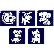 Set di stencil per tatuaggi glitterati per cani, 5 pezzi