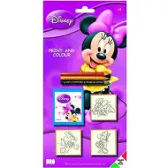 Set di timbri da 3 pezzi di Minnie Mouse con matite colorate