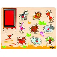 Set di timbri in legno con animali africani