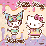 Set di tovaglioli di carta Hello Kitty e Kuromi - 2 strati, 33x33 cm, 20 pezzi