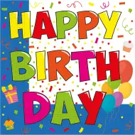 Set di tovaglioli di carta con la scritta "Buon Compleanno" – 2 strati, 33x33 cm, 20 pezzi