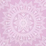 Set di tovaglioli di carta mandala lilla-bianco – 2 strati, 33x33 cm, 20 pezzi