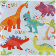 Set di tovaglioli di carta per festa "Dinosauri" - 2 veli, 33 x 33 cm, 20 pezzi