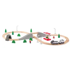 Set ferroviario in legno assemblabile con treno passeggeri e altri accessori, 45 pezzi - Woodyland immagine 2