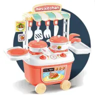 Set mini cucina su ruote color pesca
