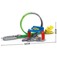 Set pista dauto con catapulta di dinosauro e macchinina immagine 2