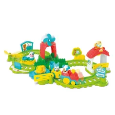 Set treno interattivo colorato per bambini con accessori da fattoria immagine 2