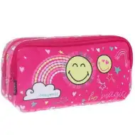Smiley World: Astuccio ovale rosa a due scomparti 20x6x9cm