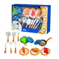 Sono un piccolo Chef set da cucina giocattolo blu in miniatura in due varianti, 16 pezzi.