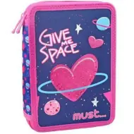 Space Heart: Astuccio a due piani pieghevole rosa e viola riempito 15x21x5cm