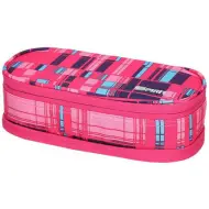 Spirit: Astuccio ovale a due piani con motivo a quadretti rosa 23x10cm