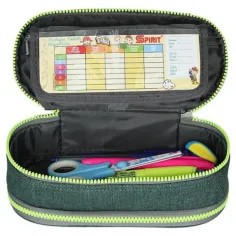 Spirit: Astuccio ovale a due piani verde scuro e chiaro 23x10cm immagine 2