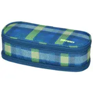 Spirit: Astuccio ovale a quadri blu-verde 23x10cm