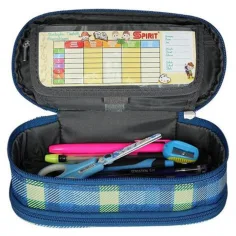 Spirit: Astuccio ovale a quadri blu-verde 23x10cm immagine 3