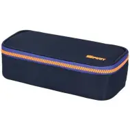 Spirit: Astuccio ovale blu indaco con cerniera arancione 23x10cm