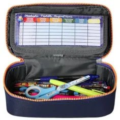 Spirit: Astuccio ovale blu indaco con cerniera arancione 23x10cm immagine 3