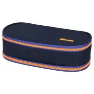 Spirit: Astuccio ovale blu indaco con cerniera arancione neon 23x10cm