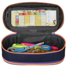 Spirit: Astuccio ovale blu indaco con cerniera arancione neon 23x10cm immagine 3