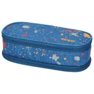 Spirit: Astuccio ovale blu jeans con motivo a pois di vernice 23x10cm
