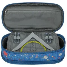 Spirit: Astuccio ovale blu jeans con motivo a pois di vernice 23x10cm immagine 4