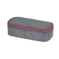 Spirit: Astuccio ovale grigio chiaro con cerniera rosa 23x10cm
