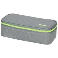 Spirit: Astuccio ovale grigio con cerniera verde neon 23x10cm