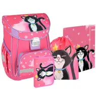 Spirit: Cat Queen zaino scolastico nero con gattino, zaino set 5 pezzi 38x17x28cm