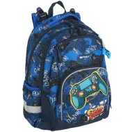 Spirit: Game over zaino scolastico arrotondato con motivo 3D blu, 34x26x44cm