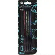 Spirit: Nature HB matite in grafite con motivo non figurativo a foglia, set da 4 pezzi
