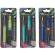 Spirit: Penna stilografica Feather con inchiostro blu, 2 cartucce in diversi colori, 1 pezzo