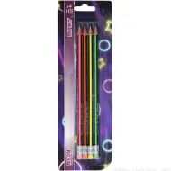 Spirit: Set di 4 matite triangolari HB in grafite neon con gomma