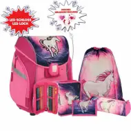 Spirit: Set di zaini ergonomici 3D con unicorno magico, 5 pezzi, con illuminazione a LED, 34x22x41cm