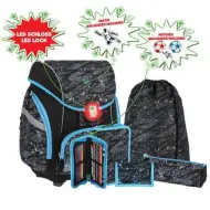 Spirit: Set di zaini ergonomici 5 pezzi con motivo Football 3D e illuminazione a LED 34x22x41cm