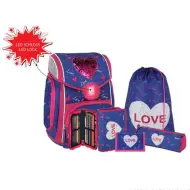 Spirit: Set di zaini scolastici Heart love 5 pezzi con accessori e luce LED