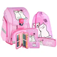 Spirit: Zaino scolastico a LED con motivo Happy Cats, set da 5 pezzi