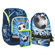 Spirit: Zaino scolastico a tema calcio, set da 4 pezzi 32x19x44 cm