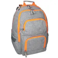 Spirit: Zaino scolastico arrotondato grigio e arancione, zaino 46x34x22cm