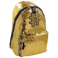 Spirit: Zaino scolastico con paillettes Hashtag Gold, 41x32x21cm