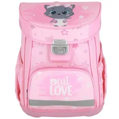 Spirit: Zaino scolastico grigio con gatto, set da 5 pezzi 38x17x28cm immagine 2