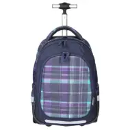 Spirit: Zaino trolley a quadretti viola con ruote per la scuola