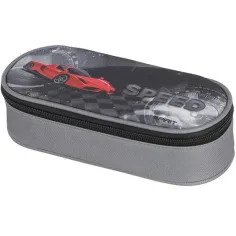 Spirit: astuccio ovale per penne con stampa di auto sportive "Speed" 20x10x6cm