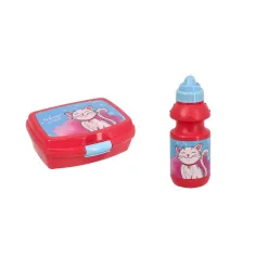 Spirit: set bianco con motivo di gatti – scatola per la merenda e borraccia immagine 2