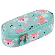 St.Right: Astuccio ovale con motivo di volpe Lovely Fox, colore turchese, 23 cm